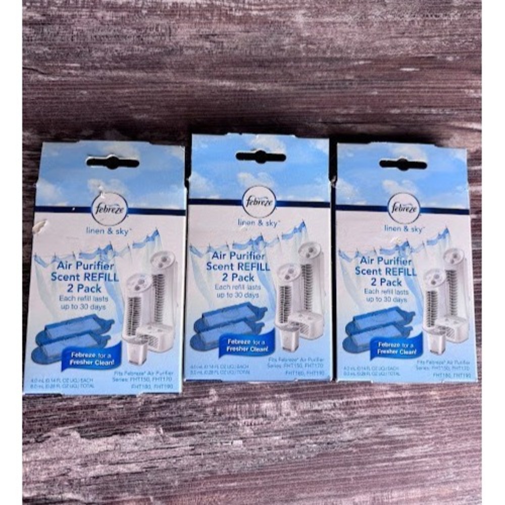 3 Boxes of Febreze HWLFRF102L Scent Refill, Linen and Sky, 2-Pack FRF102L, White